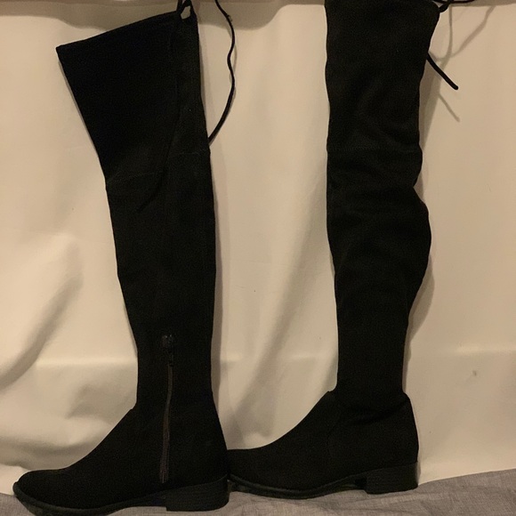 A New Day Tie Back Over Knee Suede Boots - Picture 1 of 5